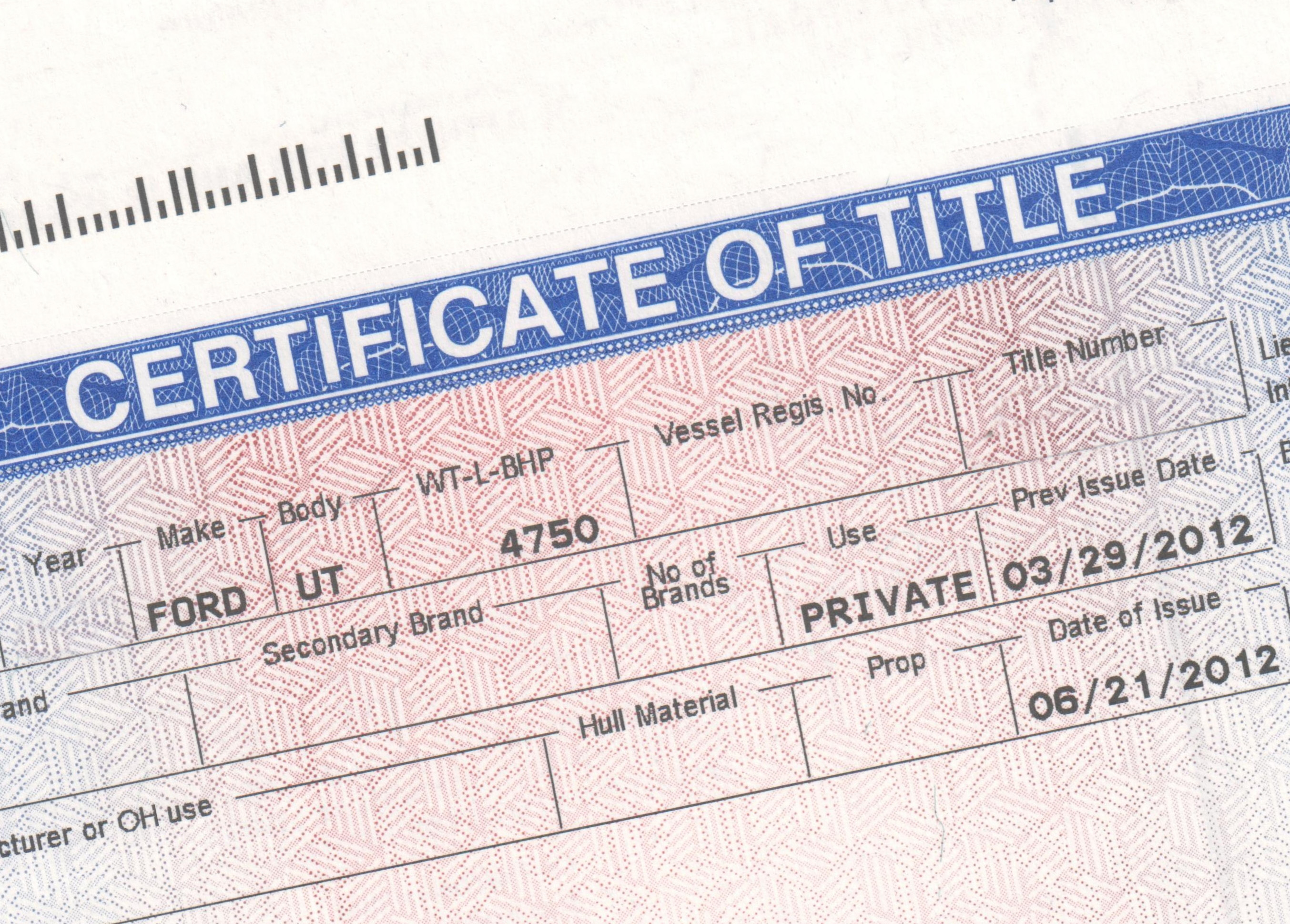 CERTIFICATE OF TITLE